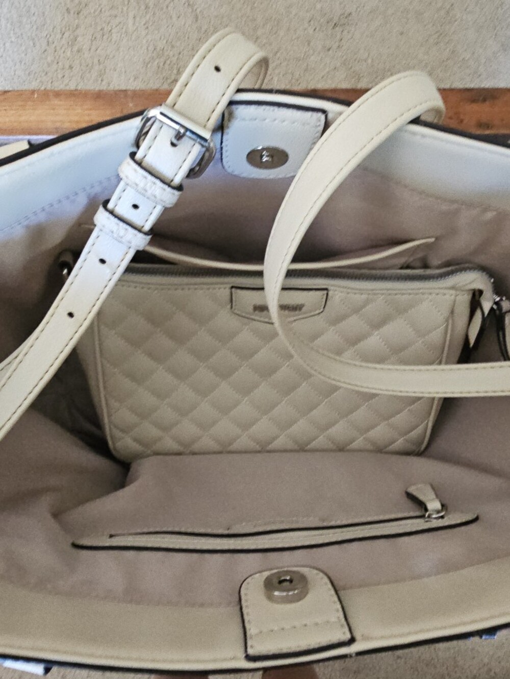 Nine West Cream Satchel And Purse Tote Clutch Crossbody - Picture 7 of 13